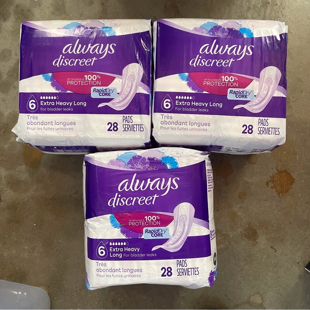 Always Sz 6 Discreet Extra Heavy Pads 3 PACKS